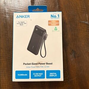 New in Box Anker Pocket-Sized Power Bank, Digital Display (10,000mAh, 22.5W)